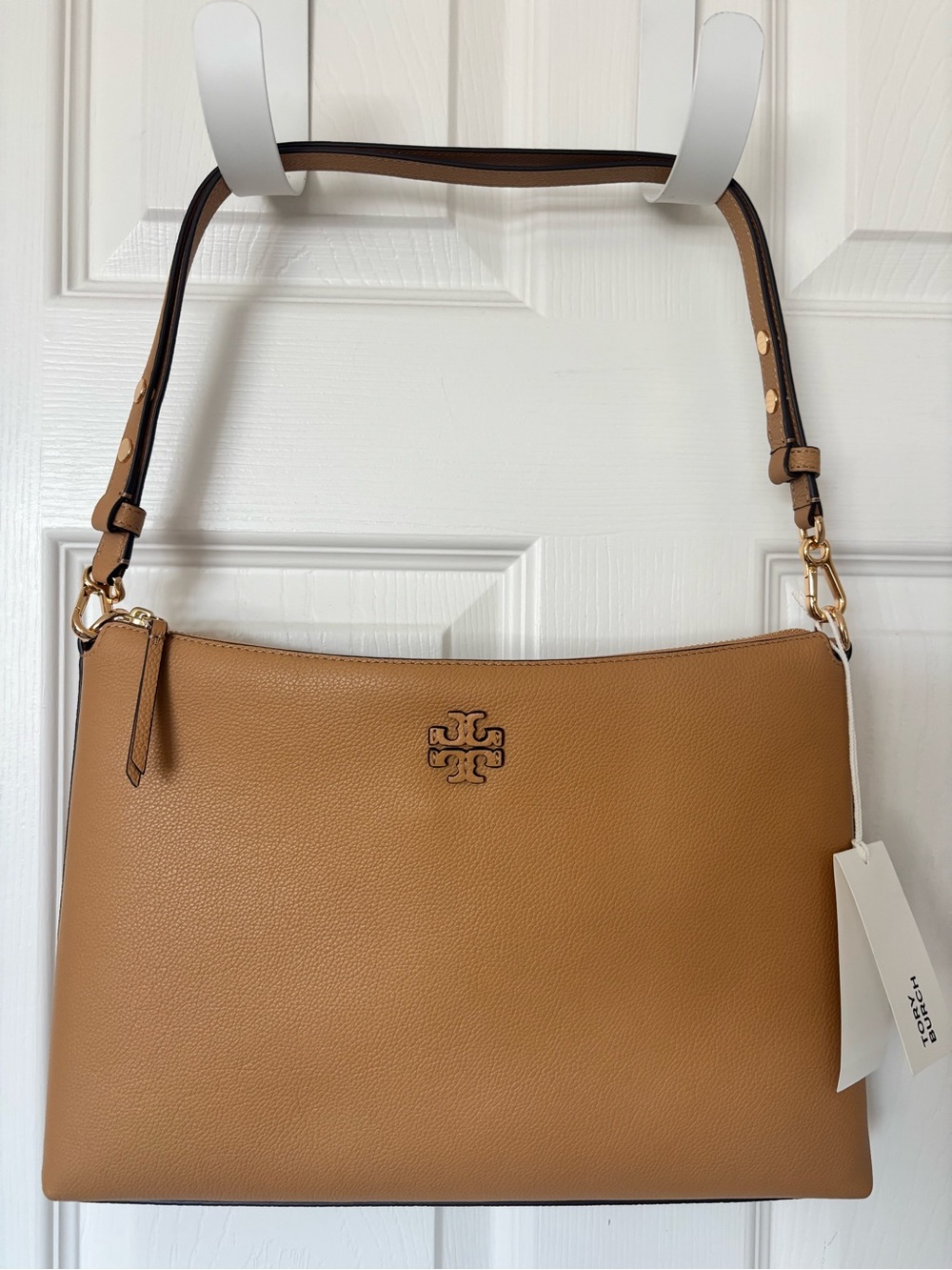Tory Burch Nude/Tan Pebbled Leather Shoulder Bag